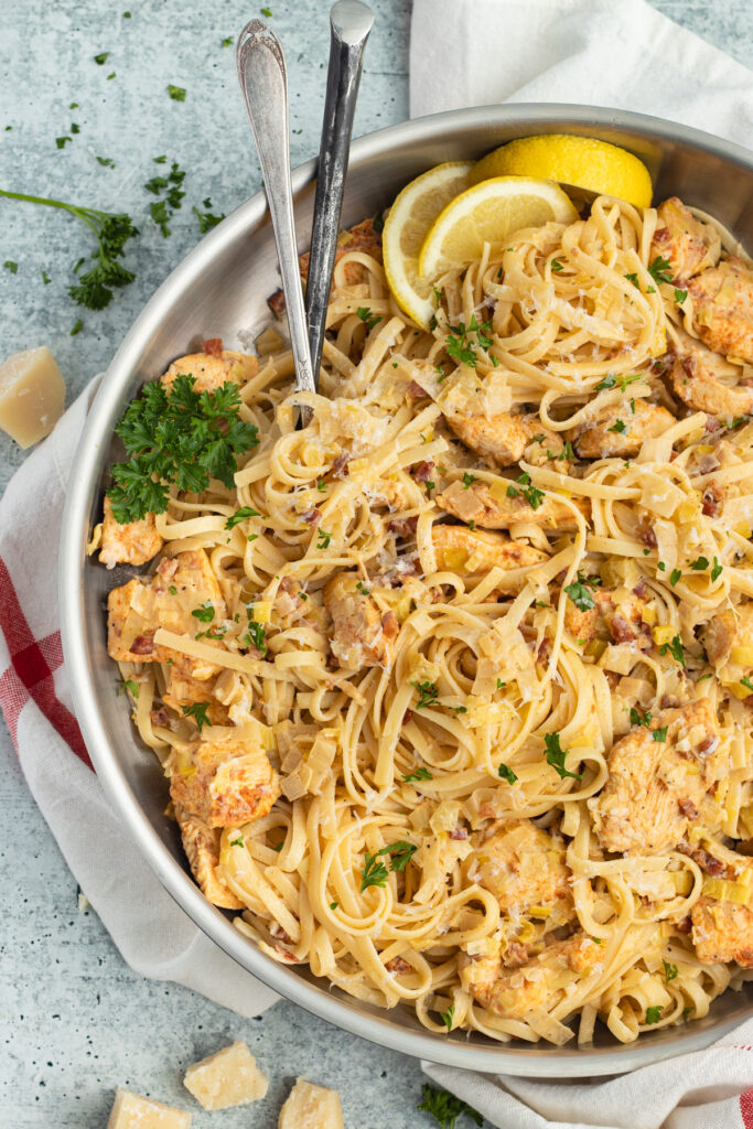 Chicken & Leek Pasta with Pancetta by Priscilla Lawrence - FoodSocial