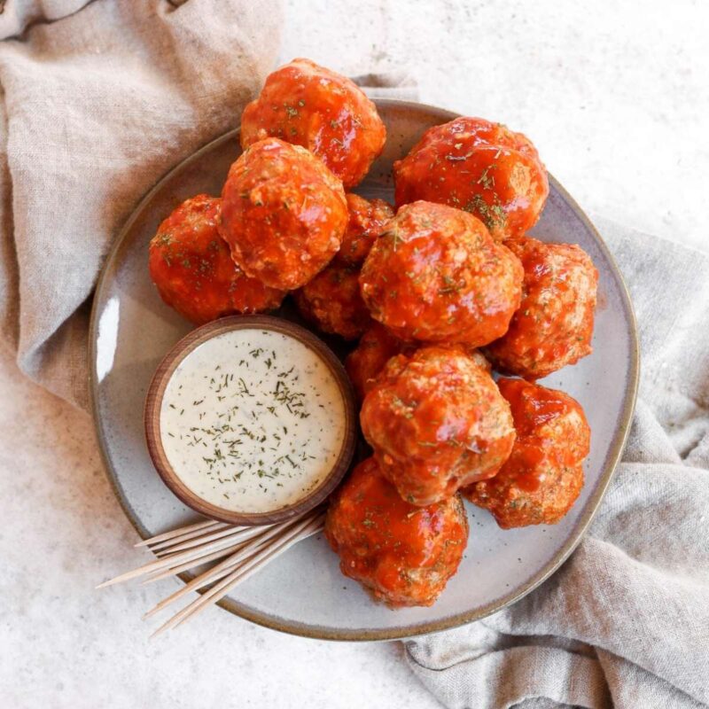 Crockpot Buffalo Turkey Meatballs (Gluten Free, Whole30) by Kaleena's Kitchen - FoodSocial