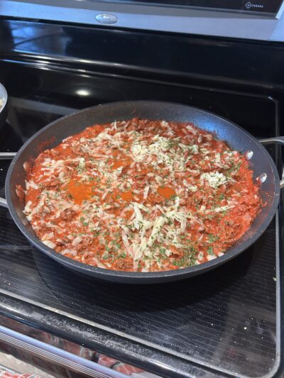 cheesy ruby romesco sloppy joe skillet