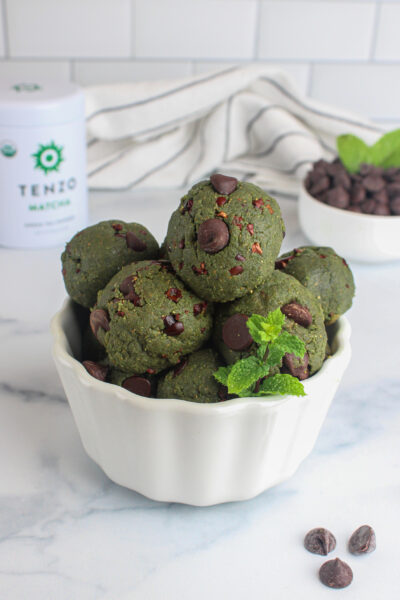 Matcha Mint Chocolate Chip Energy Bites