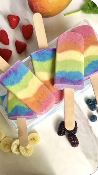 Dye Free Rainbow Popsicles!