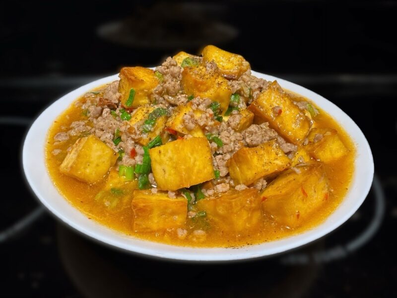 Fried Soy-free Keto White Mapo Tofu by Keto Asian Flavours - FoodSocial