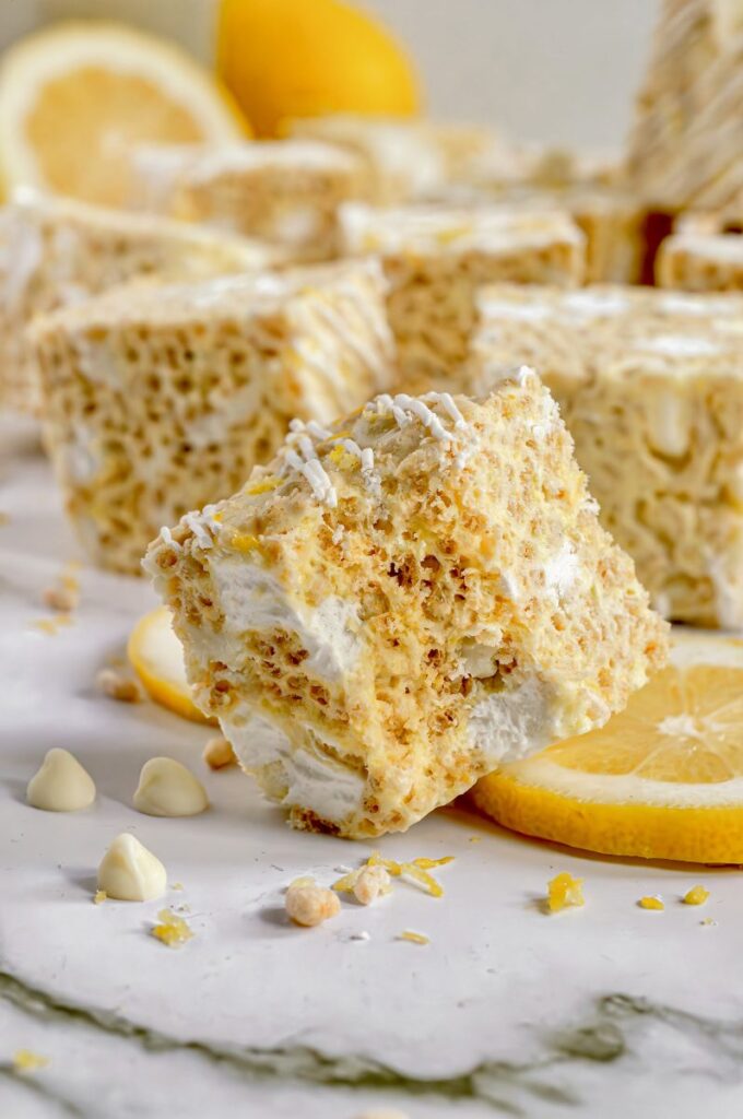 Lemon Rice Krispie Treats (Gluten-Free & Vegan) by Caked By Katie - FoodSocial