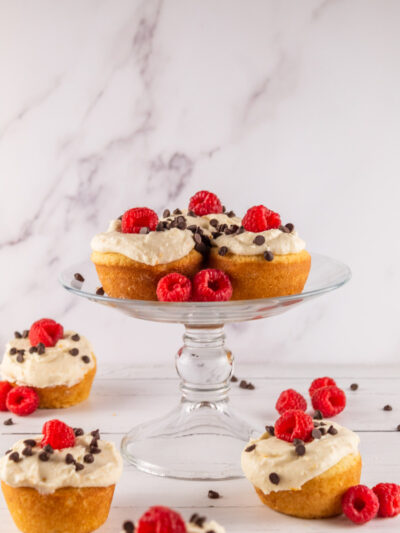 Raspberry Filled Cannoli Cupcakes