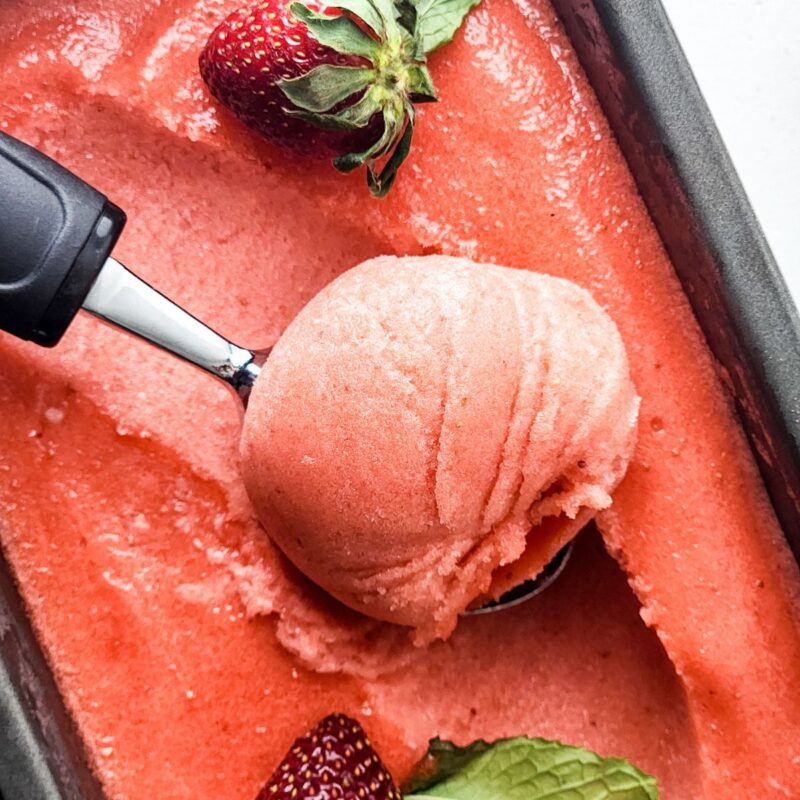 Strawberry Lemonade Sorbet (without an ice cream maker) by A Sweet Thyme | Gwen Wolken - FoodSocial