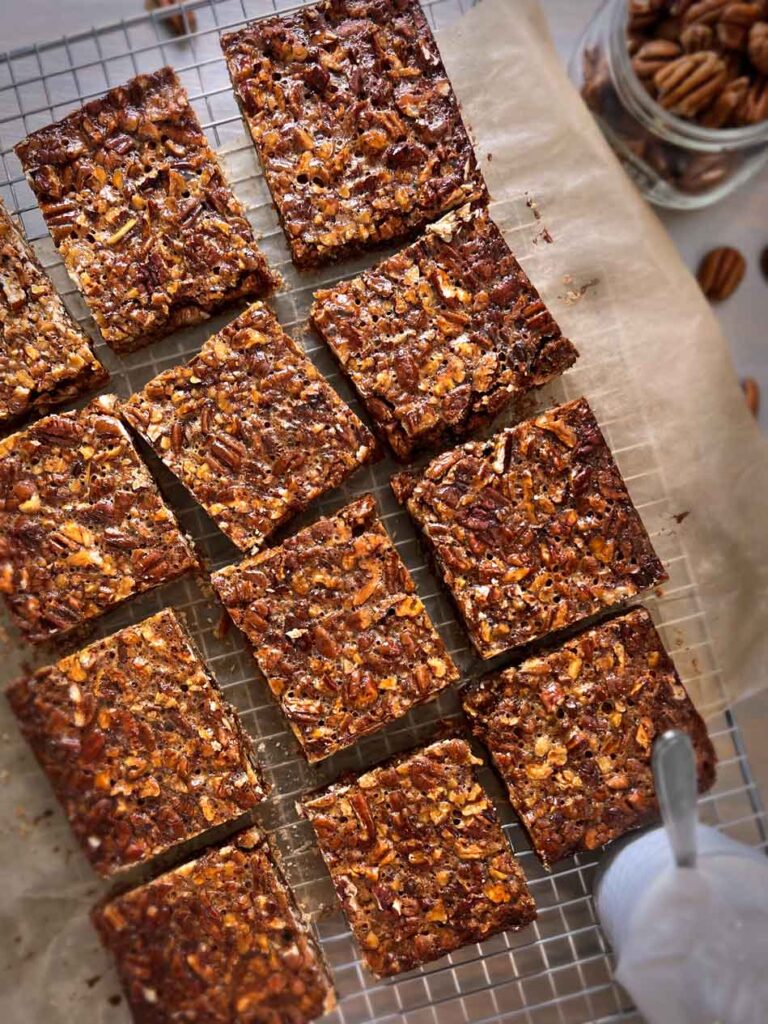 Caramel Pecan Pie Bars by freebellyrecipes - FoodSocial