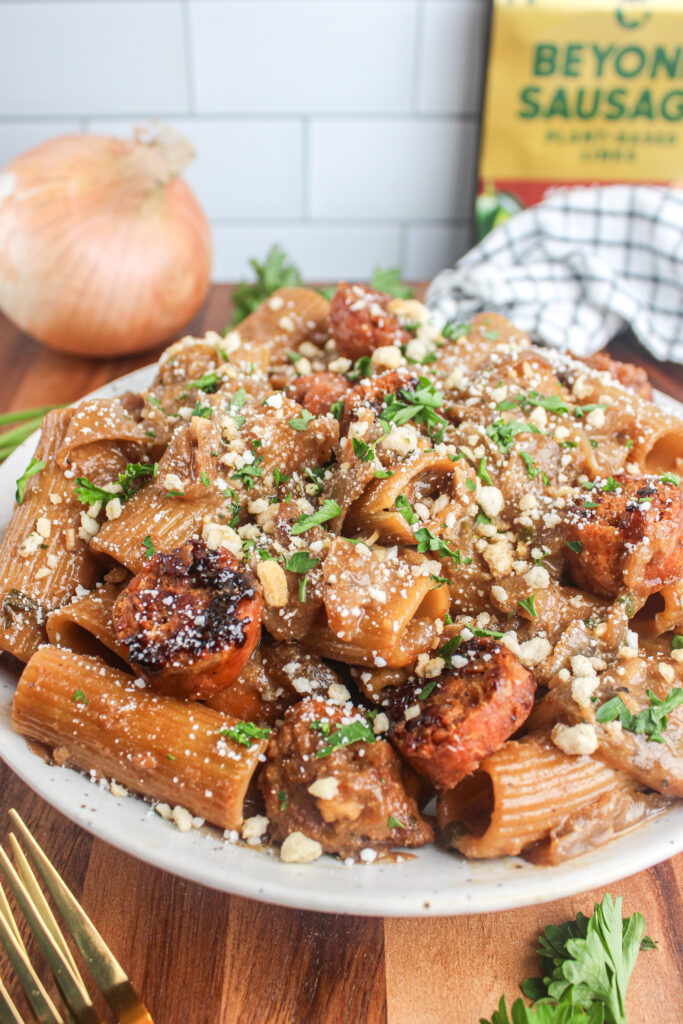One Pot Vegan French Onion Pasta by Chloe's Creative Kitchen - FoodSocial