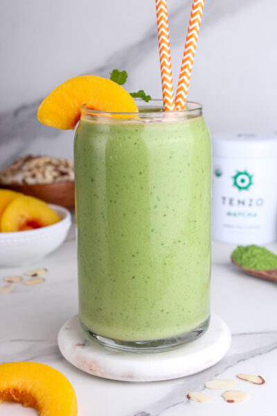 Peach Matcha Protein Smoothie