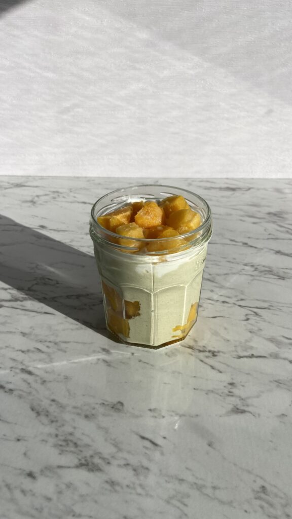 Mango Matcha Blended Overnight Oats by Chenoa Hill - FoodSocial