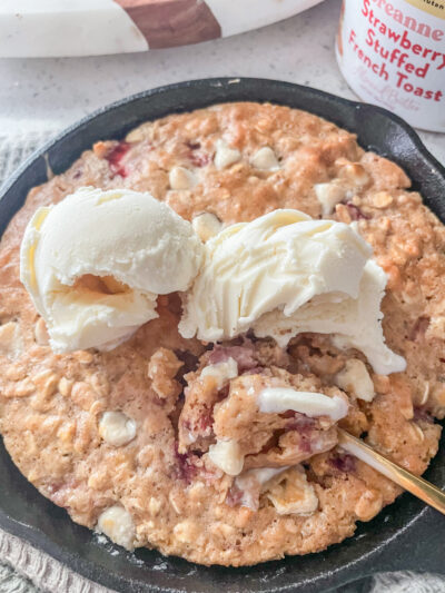 Strawberry French Toast Oatmeal Cookie Skillet