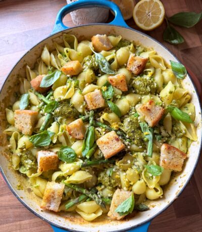 super spring greens pasta bake