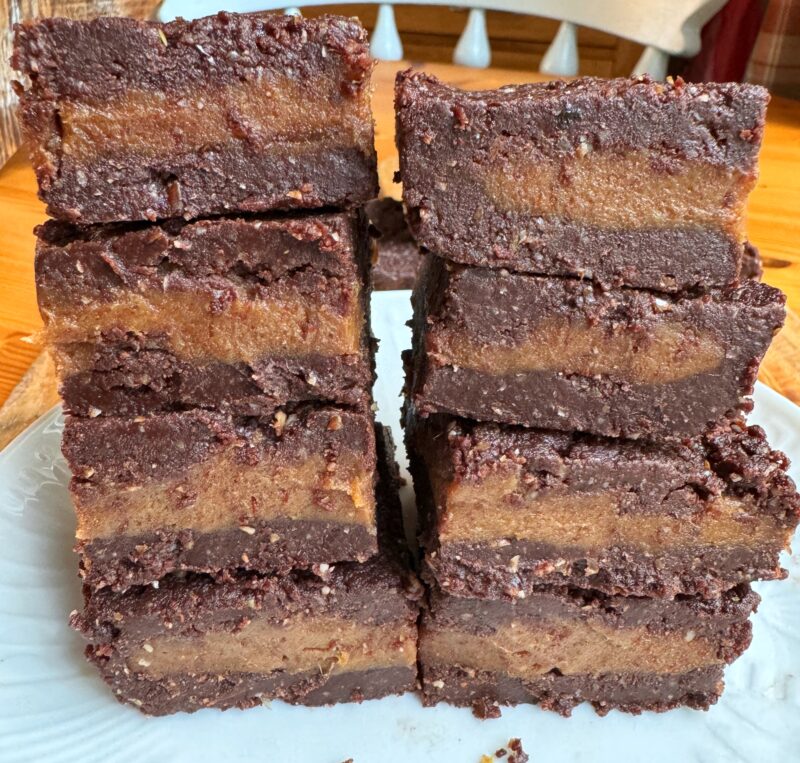 No Bake PB Caramel Brownies by theyogaplantkitchen - FoodSocial