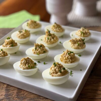 Crab Claw Deviled Eggs