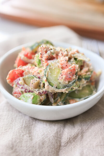 Dairy-Free Creamy Smoked Salmon and Cucumber Salad