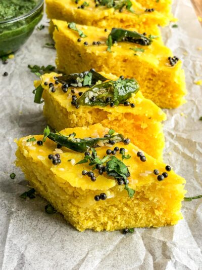 Instant Khaman Dhokla (GF Vegan Savory Indian Snack)