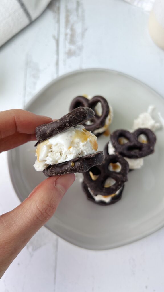 Chocolate Covered Pretzel Ice Cream Sandwiches by hollysbestlife - FoodSocial