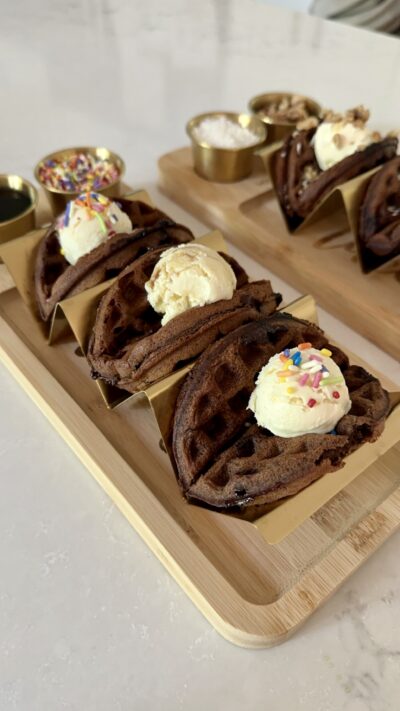 Brownie Waffle Taco Sundaes