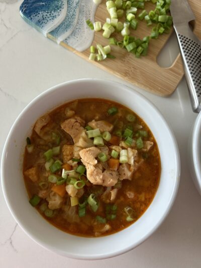 Buffalo Chicken Vegetable Soup (paleo)