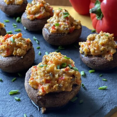 Roasted Red Pepper Stuffed Mushrooms