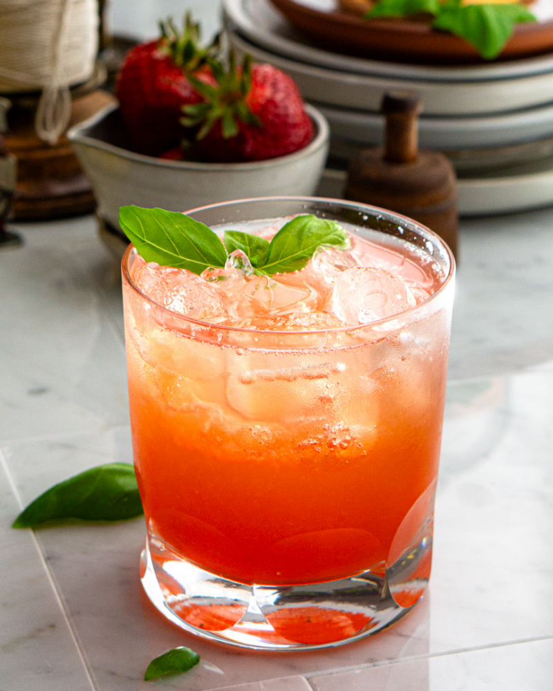 Strawberry Lemon Basil Spritzer (Mocktail) by Stillwood Kitchen - FoodSocial