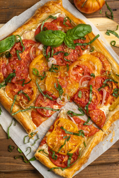 Tomato Goat Cheese Puff Pastry Tart