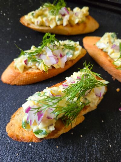 Grilled Egg Salad Crostini