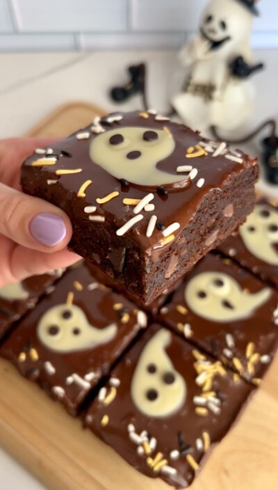 Fudgey Ghost Brownies (gluten & dairy free)