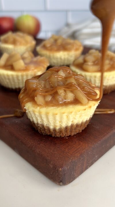 Salted Caramel Mini Apple Cheesecakes