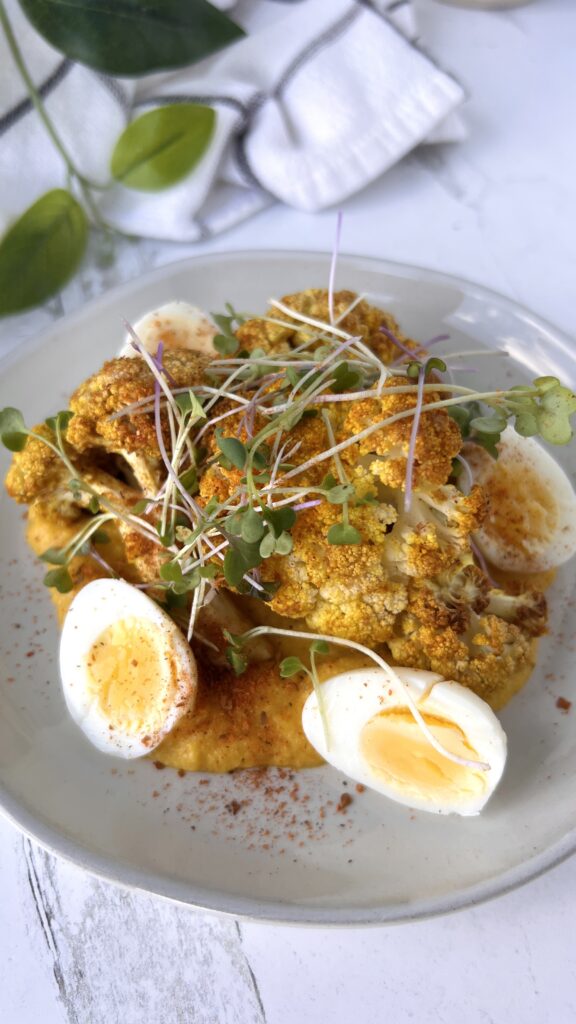 Roasted Cauliflower w/ Pumpkin Cheese Sauce by hollysbestlife - FoodSocial