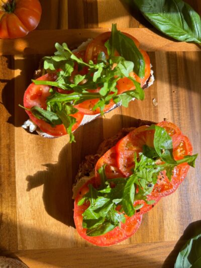 plant-based ricotta & marmande tomatoes on sourdough