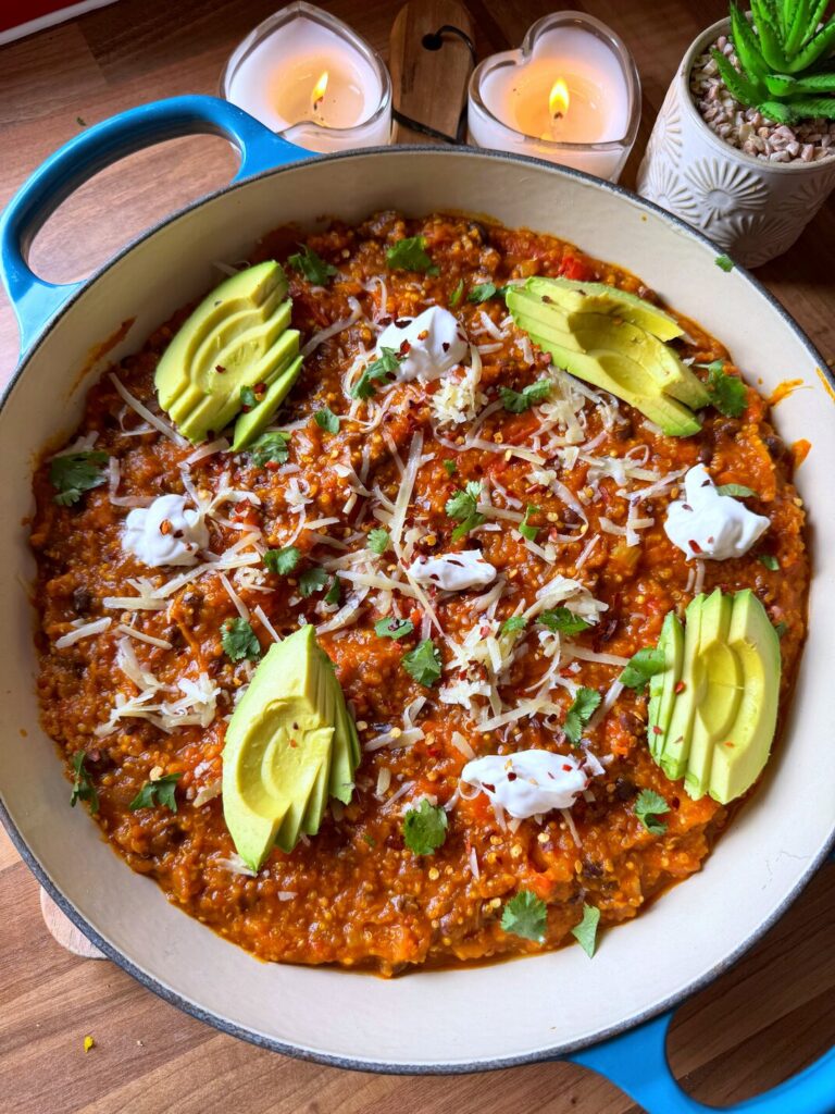 sweet mama squash & aduki bean chilli by Nicole Derdabi - FoodSocial