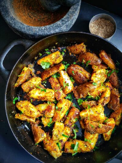 Roasted potatoes with freshly ground spices