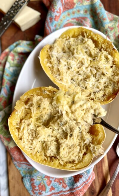 3-Ingredient Mac ‘n Cheese Spaghetti Squash (Vegan/Gluten-free)