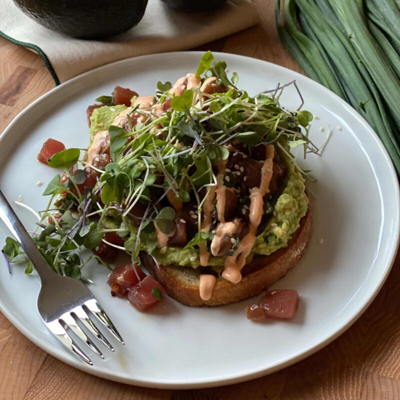 Avocado Tuna Poke Toast by Reed Dunn - FoodSocial