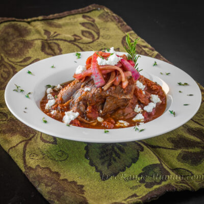 Braised Lamb Shanks with Pickled Red Onions