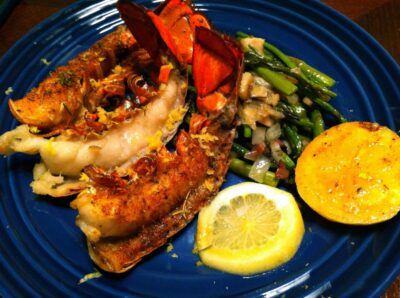 Broiled Lobster Tails in Herb Butter