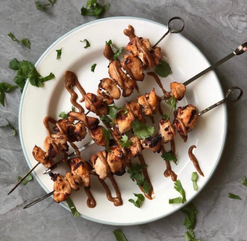 Marinated Chicken Skewers with Almond Butter Dipping Sauce by Readyprepheal - FoodSocial