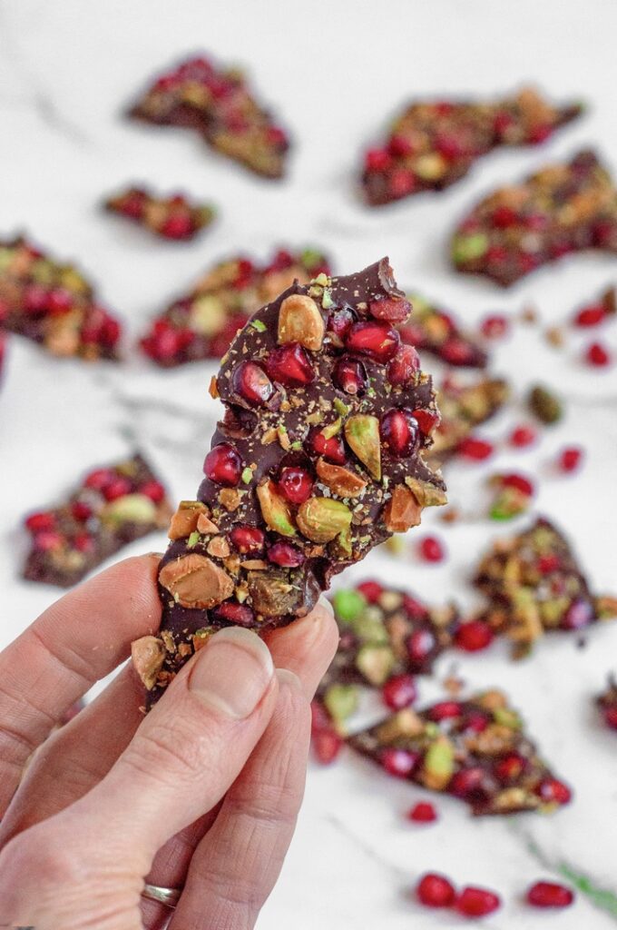 Pomegranate Pistachio Chocolate Bark by Caked By Katie - FoodSocial