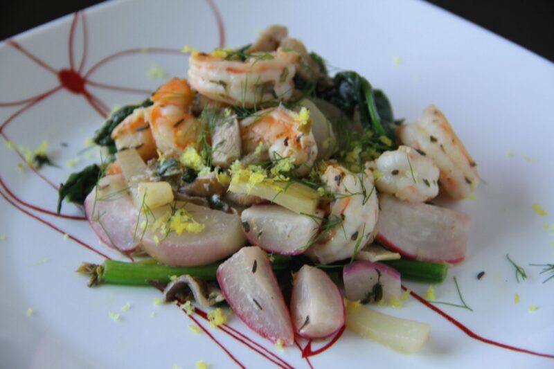 Farmers Market Spring Veggie Medley with Wild Shrimp by Pastured Kitchen - FoodSocial