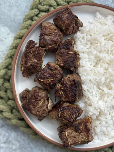 Garlic Rosemary Steak Bites with Truffle Butter