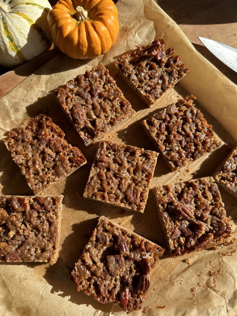 Healthy Pecan Pie Bars by Goodness With G - FoodSocial