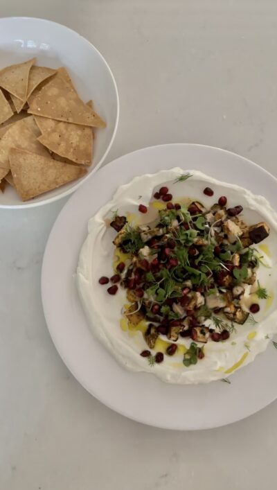 Eggplant Yogurt Dip with Lemon Tahini Sauce