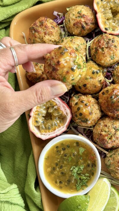 Chicken Meatballs w/ Passion Fruit Glaze