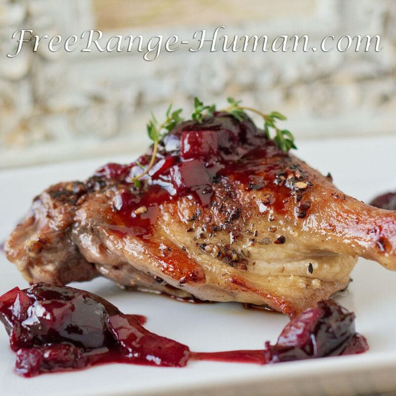Pan Roasted Duck Legs with Black Cherry Sauce by Pastured Kitchen - FoodSocial