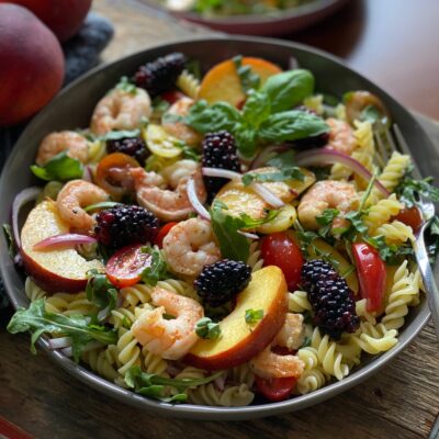 Peach & Shrimp Pasta Salad