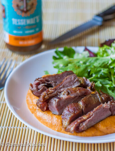 Sous Vide Beef Filet Tail over Sweet Potato Mash