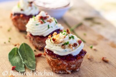 Thanksgiving Meatloaf Muffins with Cranberry Ketchup & Cauliflower Mash