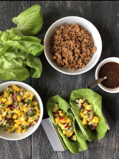 Turkey Lettuce Wraps with Pineapple Salsa and Homemade Hot Honey