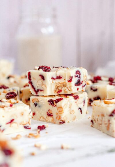 Vegan White Chocolate Cranberry Fudge