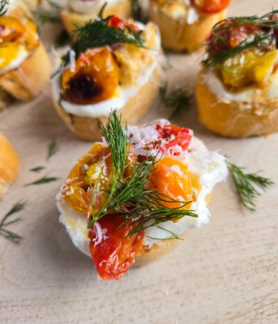 Whipped Ricotta Crostini with Dill & Garlic Tomatoes